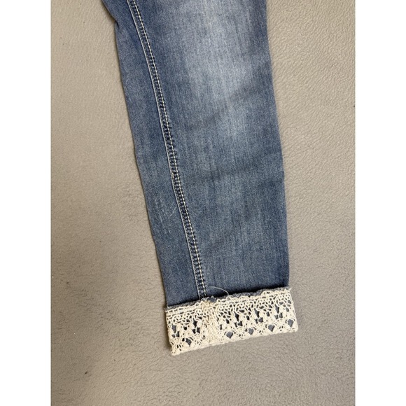 Vanilla Star Jeans Womens 15 Blue Mid Rise Skinny Lace Cuff Stretch Denim Casual - Picture 5 of 16